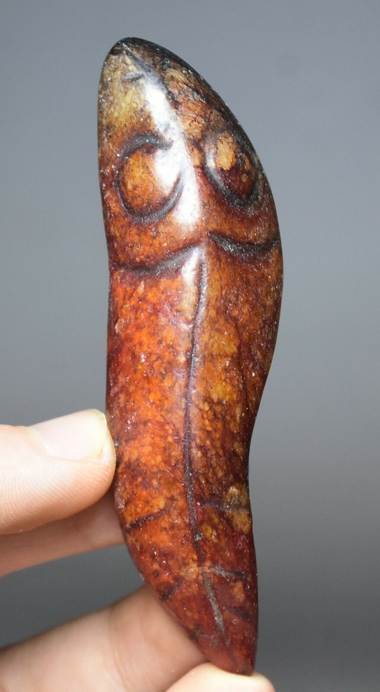 9CM Hongshan Culture Ancient Jade Goldfish Amulet Pendant