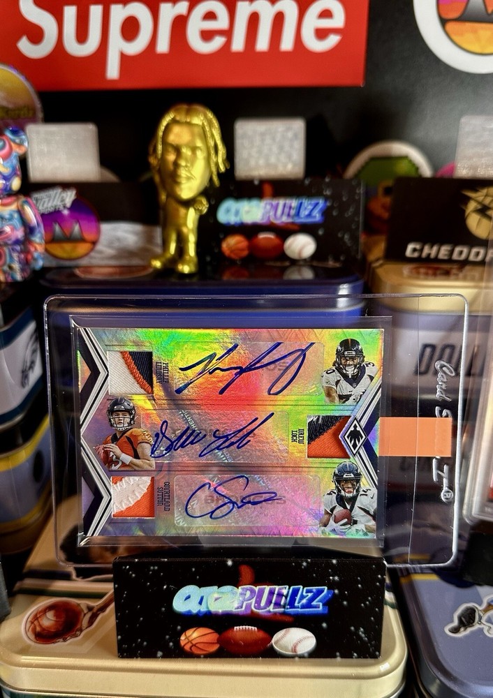 2019 Triple RPA /25 Phillip Lindsay Drew Lock Courtland  Sutton RC Player Worn
