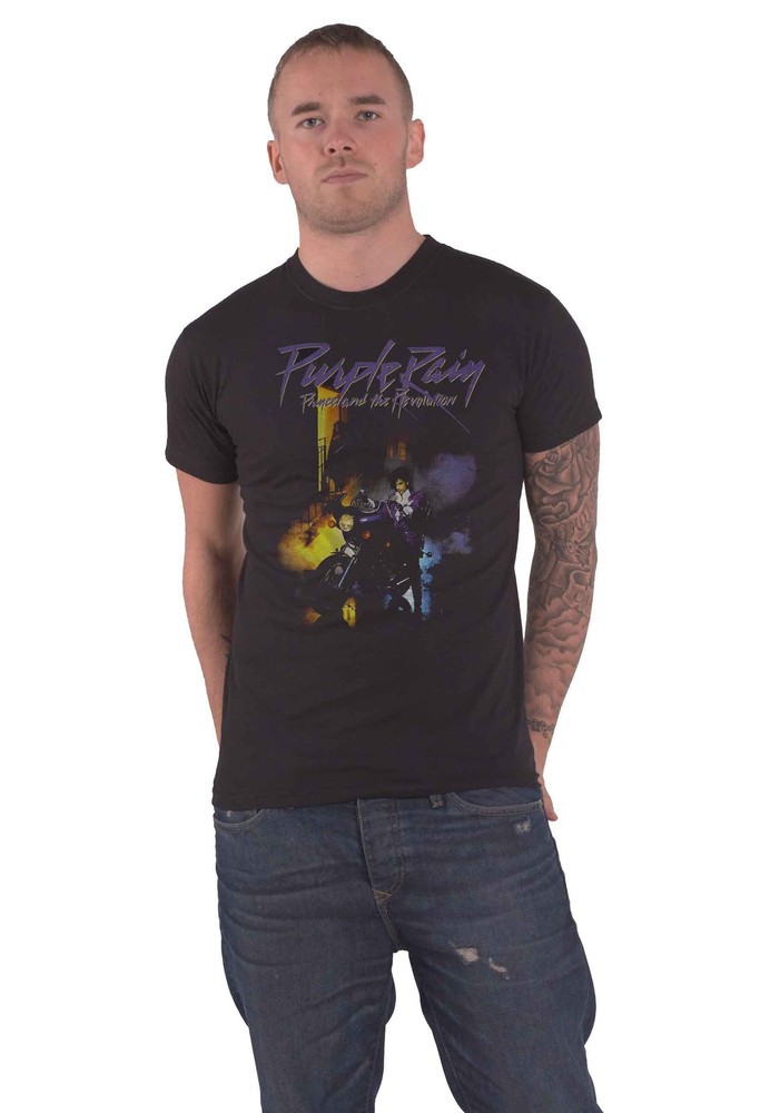 Prince T Shirt Purple Rain Prince and the revolution new Official Mens Black