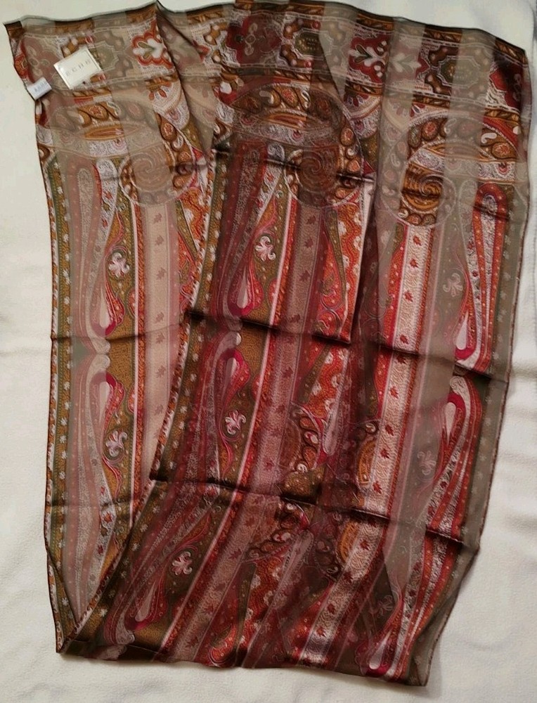 Echo Women's Brown Red Paisley Long Rectangular Scarf 70.5inx18in NWT