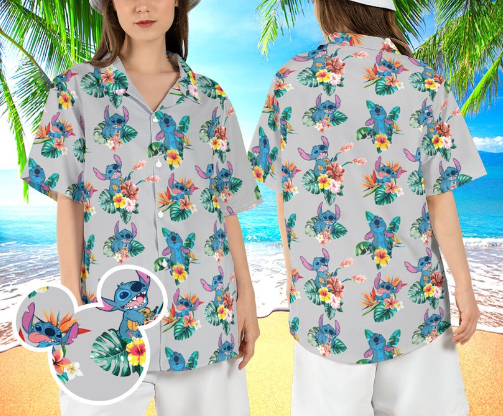 Tropical Stitch Hibiscus Cute Stitch Summer 3D HAWAII SHIRT US Size Best Price