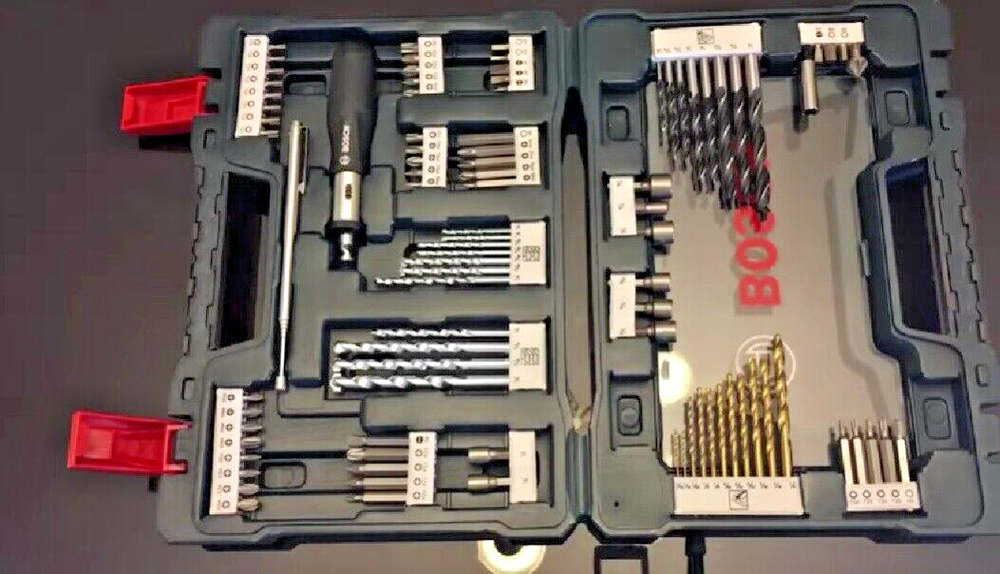 BOSCH 91 Piece Drilling Driving Set Kit Tool Box Mixed & Case Wood Metal Work