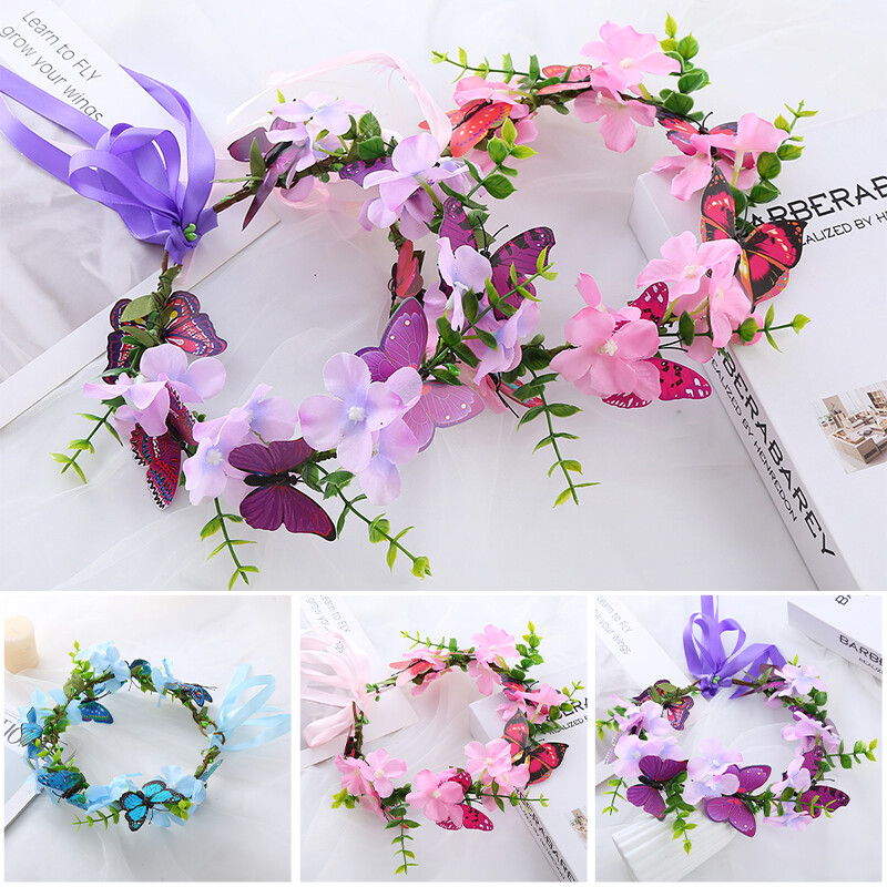 Artificial Flower Headband for Girls - Hair Garland Crown Wreath Headwear