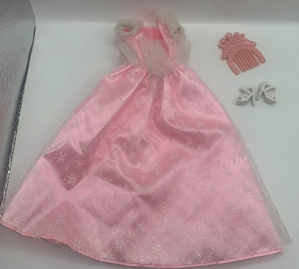 Vintage Barbie Doll Outfit Fashion Pink Princess Dress Shoes Shiny Clone ?