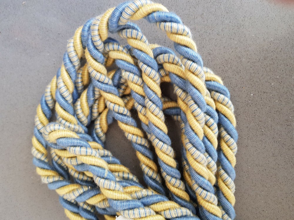 7 mts of 12mm Diameter Twisted Rope Cord Trimming Trim Blue & Yellow