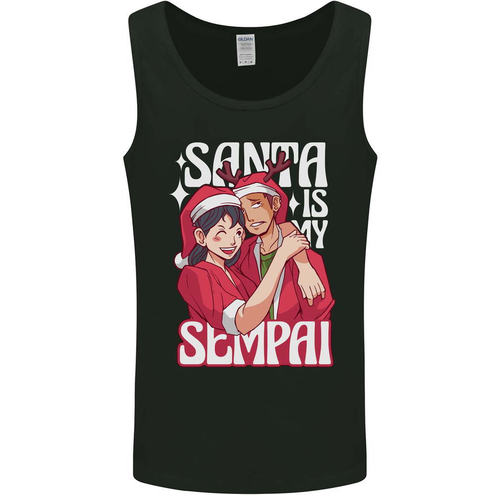 Anime Santa is My Sempai Funny Christmas Xmas Mens Vest Tank Top