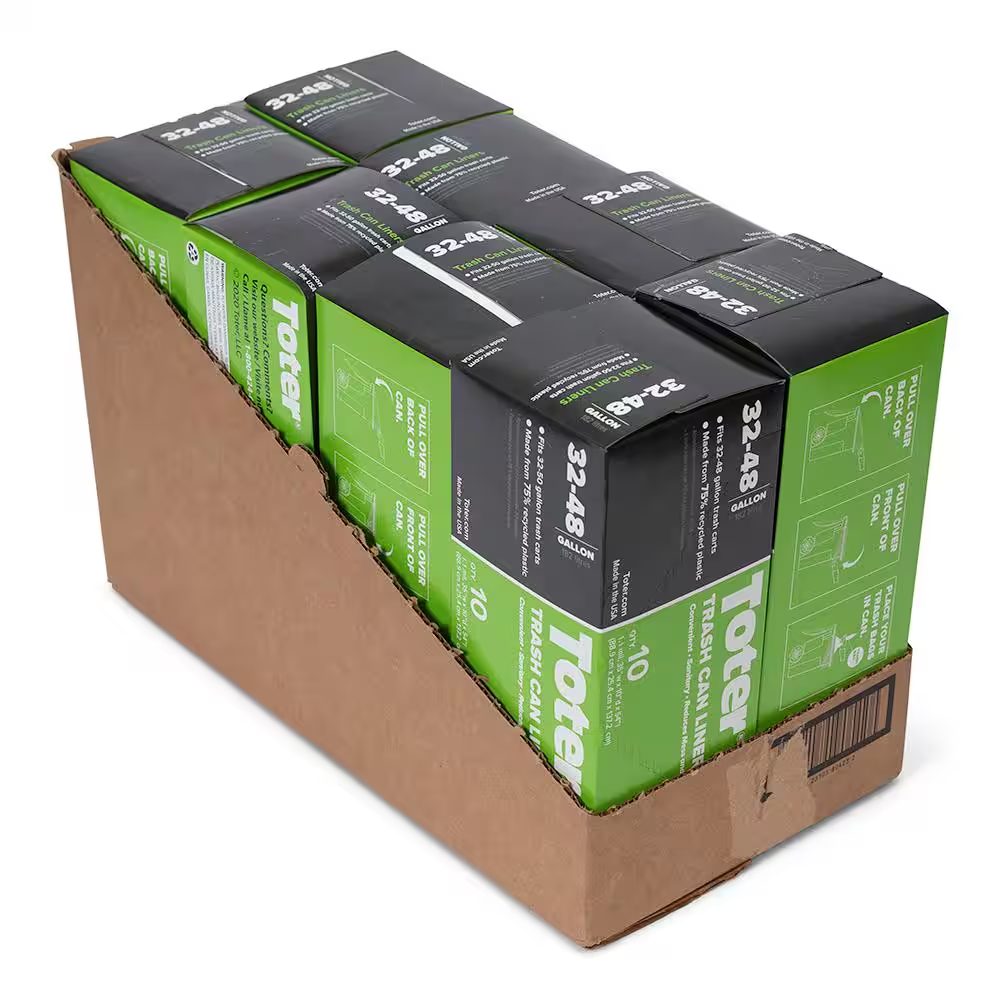 Bolsas de basura Toter 32-48 gal. Revestimientos de botes de basura neutralizadores de olores negros (80 unidades)