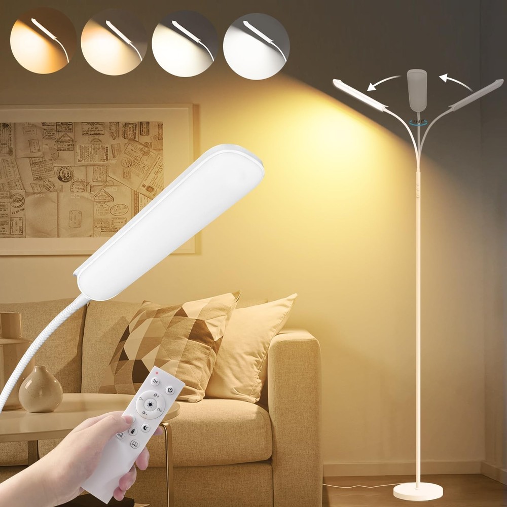 White Floor Lamp, 18W 1800LM Bright LED Floor Lamps for Living Room Bedroom, ...
