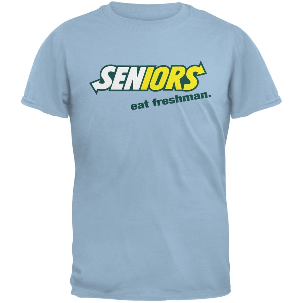 Back To School Seniors Eat Freshman Parody Light Blue Adult T-Shirt-image