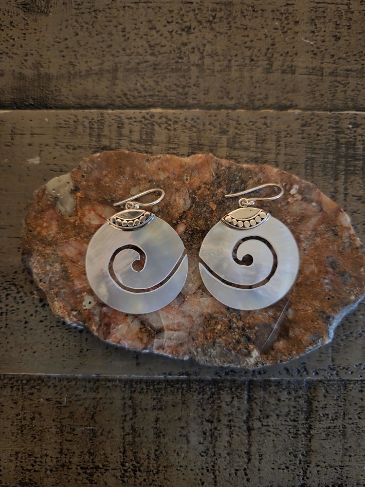 Mother Of Pearl Dangle/Drop Earrings 925 Sterling Silver