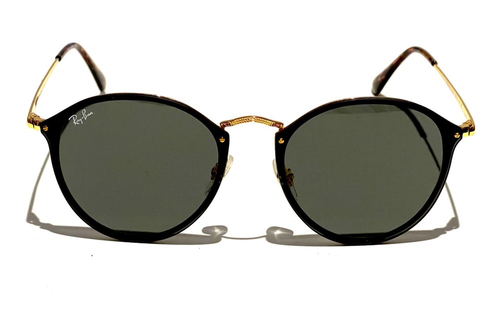 Ray-Ban Blaze Round RB3574N Dark Green Lens Gold Frame 59mm Sunglasses