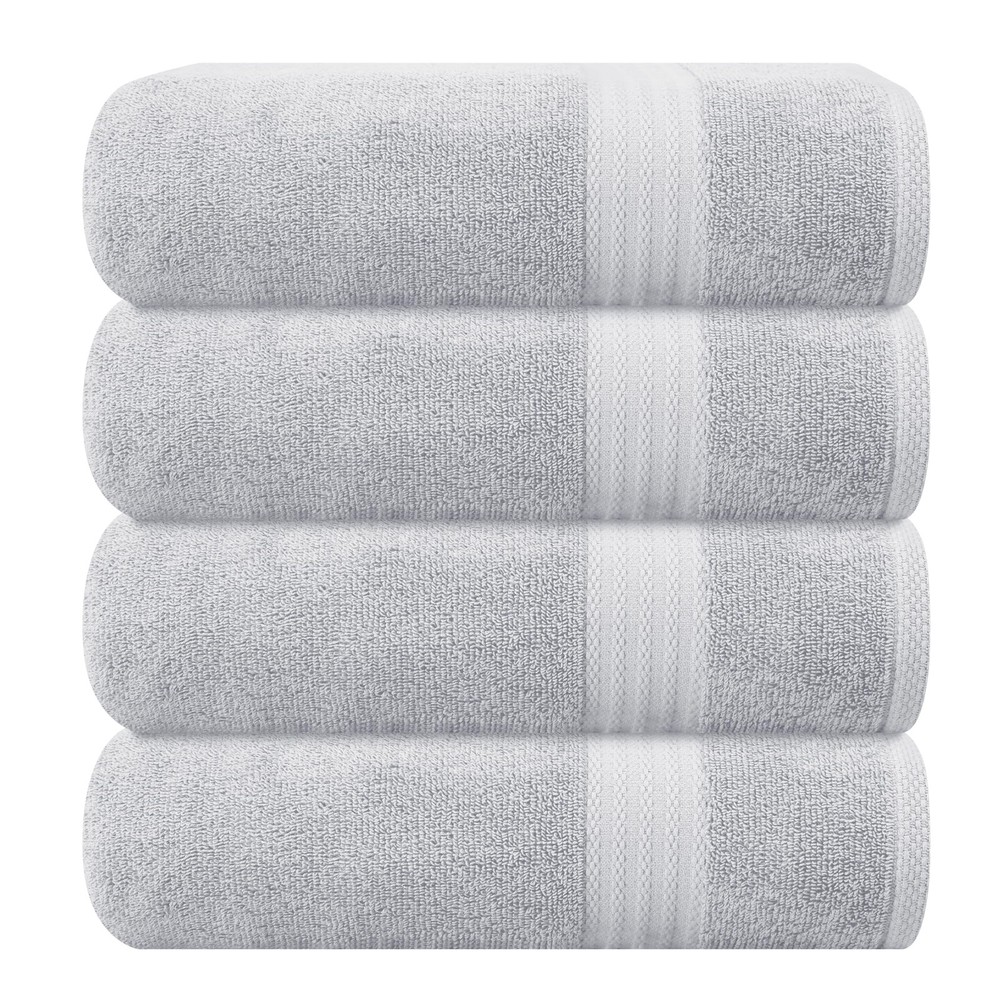Premium Ultra Soft 4-Pack Light Grey Cotton Bath Towels 27x54 Highly Absorbent