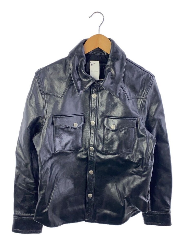 Liugoo Genuine Cowhide Leather Blouson Jacket in Black Style 2276