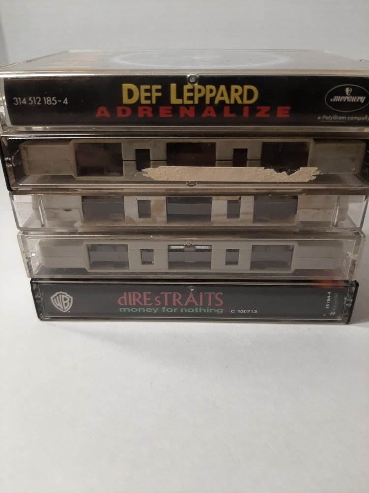 Rock Cassette Tape Lot Of 5 Dinosaur Jr Deep Purple Def Leppard Dire Straits Etc