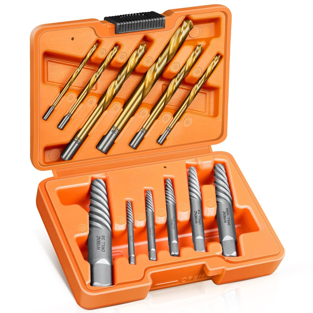 12 Pcs Screw Extractor and Left Hand Drill Bits Set, Easy Out Bolt Extractor ...