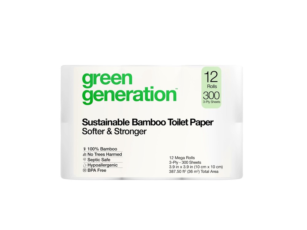 Bamboo Toilet Paper -12 Roll, 3-Ply, 300 Sheets/Roll - Non Toxic Toilet Paper...