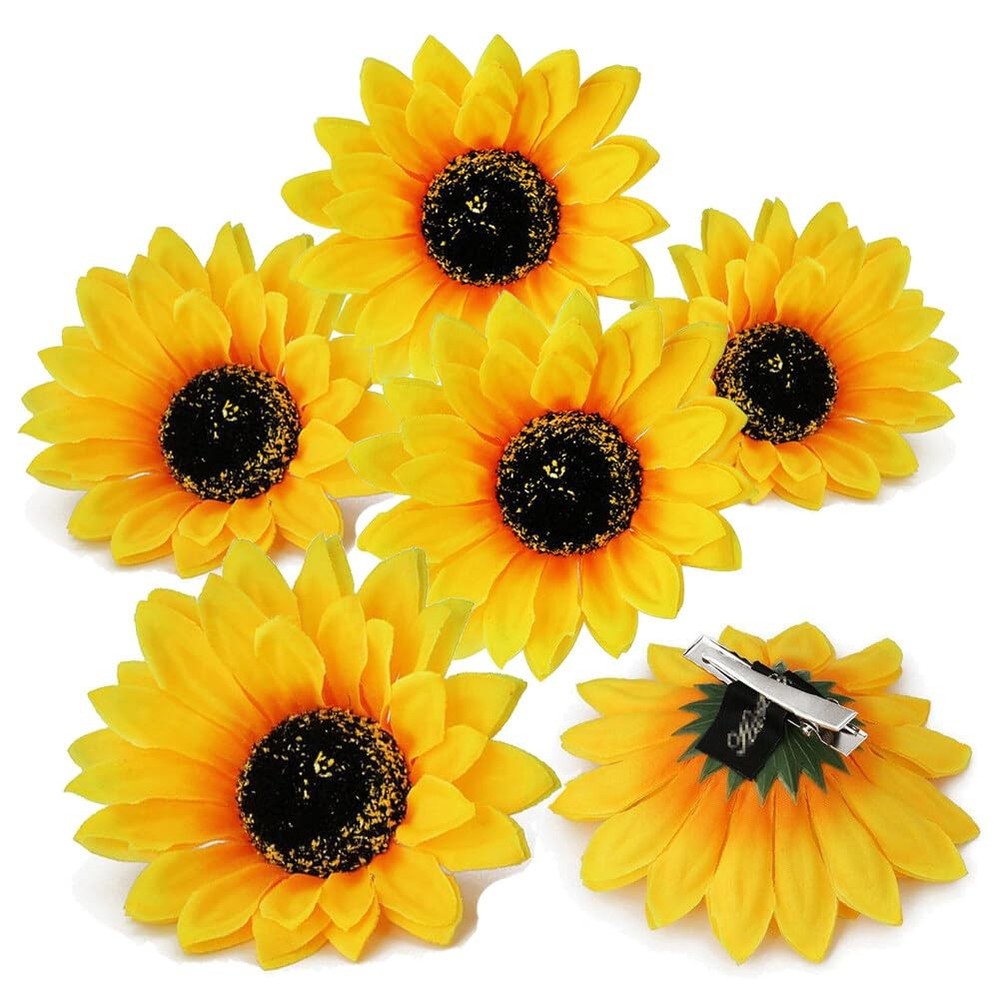 6pcs 3.9 Lady Girls Sunflower Hair Alligator Clips Hairpin Hair Clamp Hair Styli