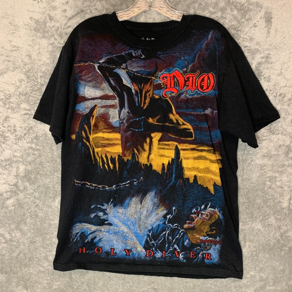 Rock & Death Men Ronnie James Dio Holy Diver Double Sided Graphic Band T Shirt L