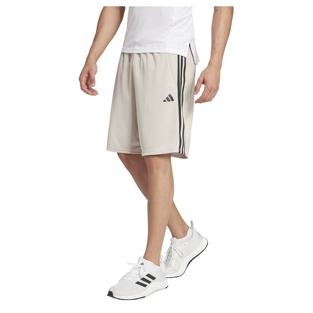 adidas Train Essentials Striped Shorts Mens Beige Casual Athletic Bottoms IW3382