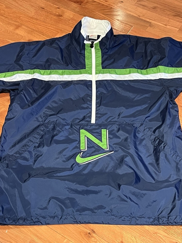 Nike Mens 1/2 Zip Vtg Windbreaker Jacket Pullover Center Swoosh Vented Blue L