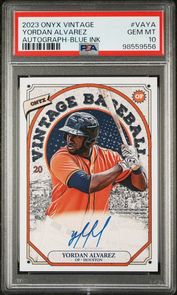 2023 Onyx On Card AUTO Blue Ink YORDAN ALVAREZ Houston Astros PSA 10 GEM MINT