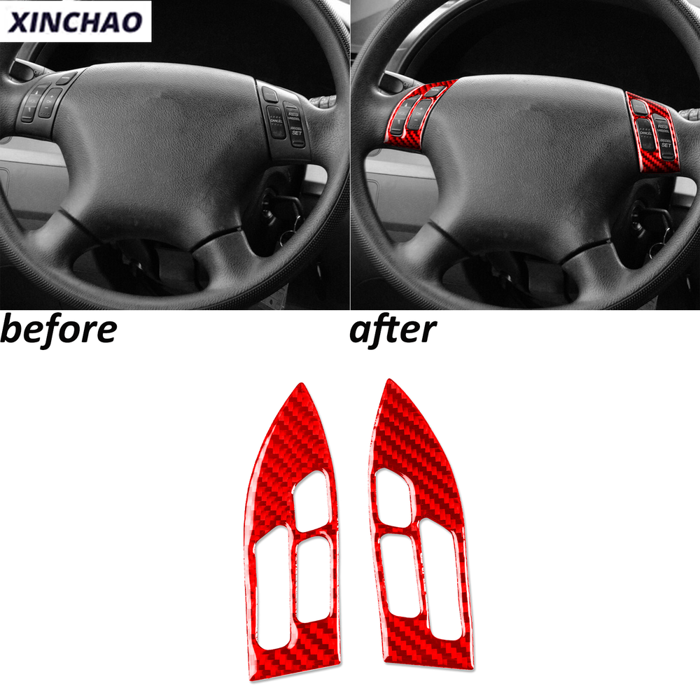 Red Carbon Fiber Steering Wheel Button Trim for 2005-2010 Honda Odyssey