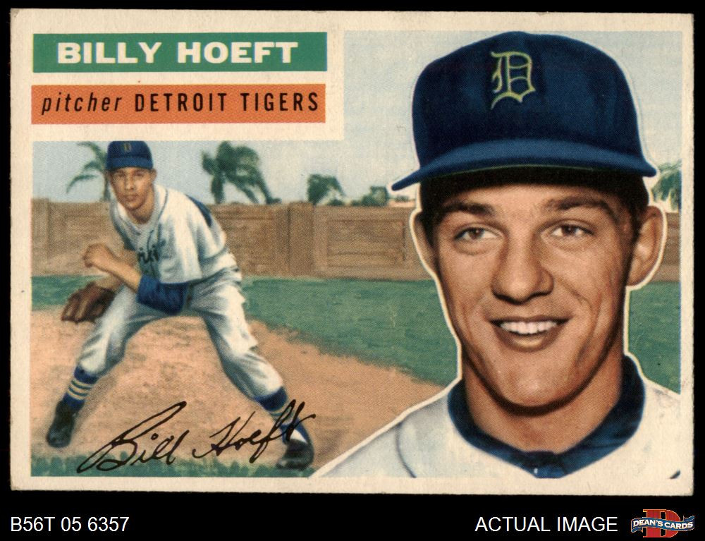 1956 Topps #152 Billy Hoeft White Back Tigers RARE VARIATION 3 - VG