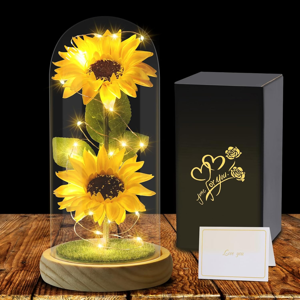 Mothers Day Sunflower Gift for Mom Grandma with LED Lights-image