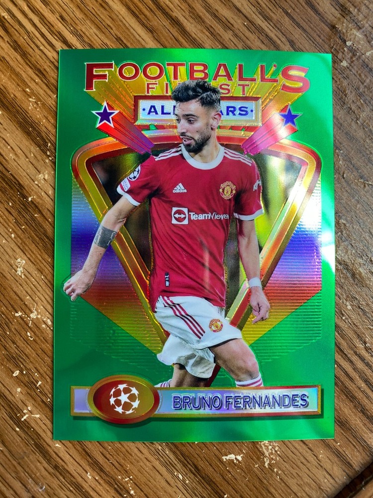 2021-22 Topps Finest Flashbacks UEFA Bruno Fernandes Jumbo Box Topper Refractor Card