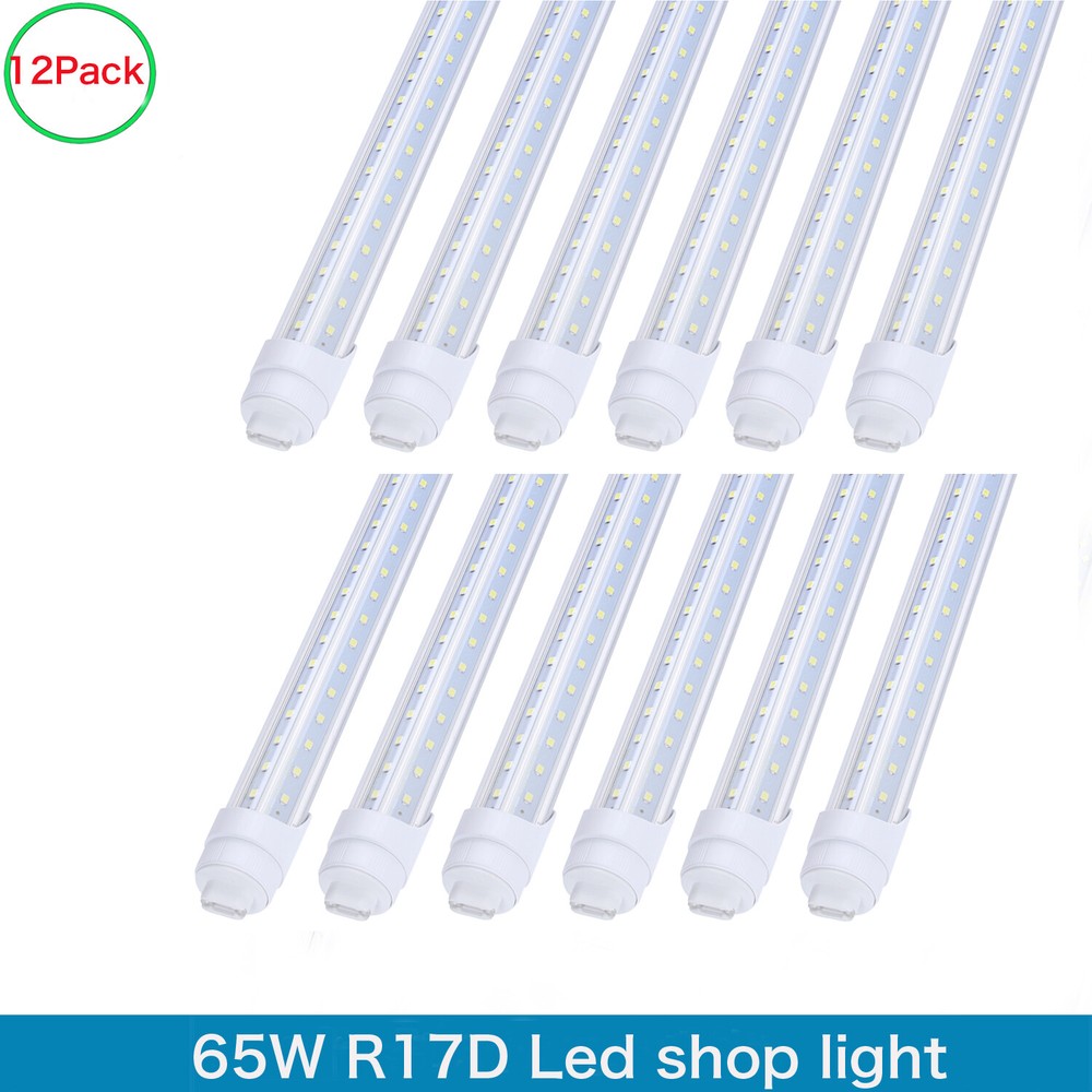 12Pack R17D HO Base 8 Foot LED Tube Light 8FT 65W T8 Rotatable 8' Led Shop Light