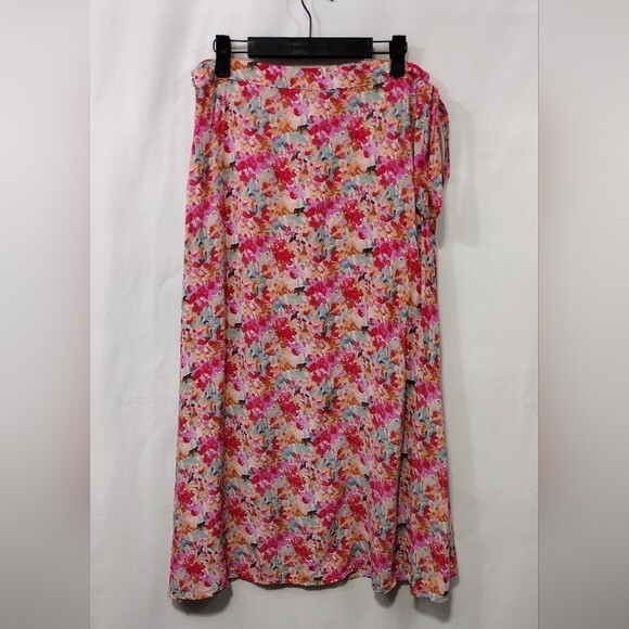 Lulu's Floral Wrap Skirt Women's M Multicolor Cottagecore Peasant Coastal 90s