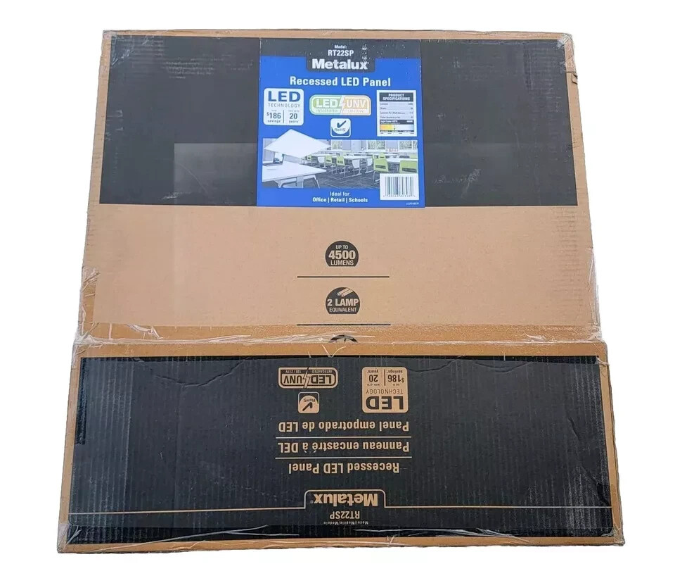 Metalux (RT22SP) LED Recessed LED Panel 2X2, 4500 Lumens 4000K Dimmable white