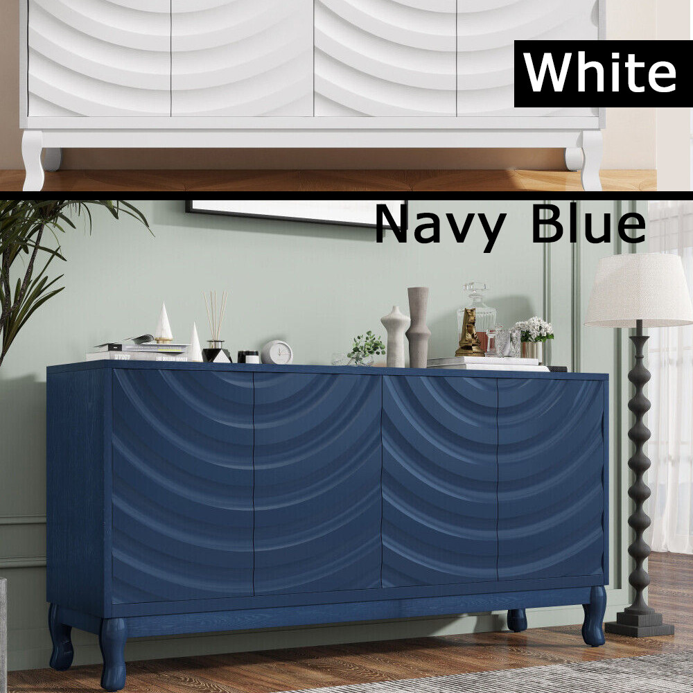 Sideboard Featuring Doors with Arched Groove Design in Stylish 4 Door Layout