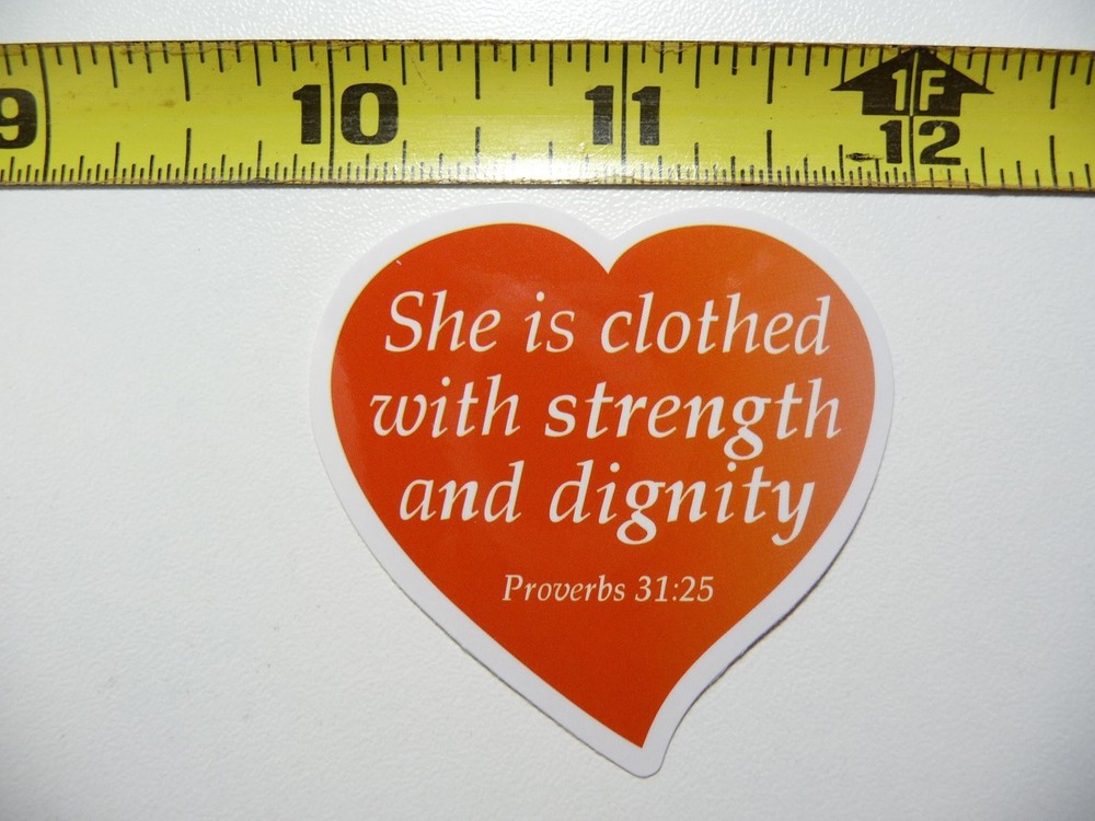 Christian Faith Decal - Heart Clothed in Strength & Dignity Sticker