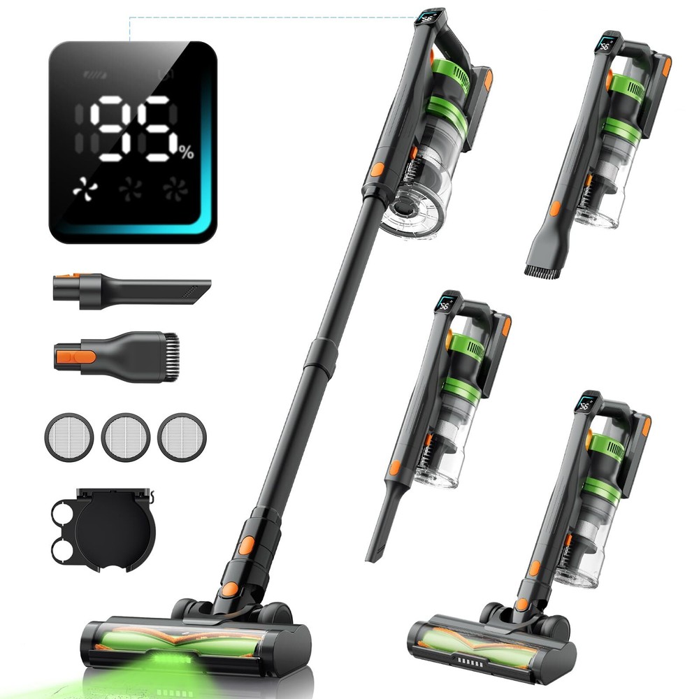 Cordless Vacuum Cleaner, 550W/45KPA Vacuum Cleaners for Home, 60Mins Anti-Tan...