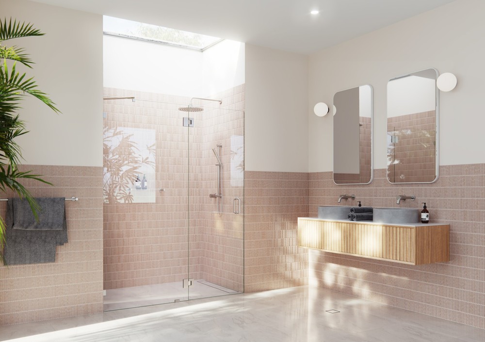 Halo 78H x 55.25W Nickel Frameless Hinged Glass Shower Door