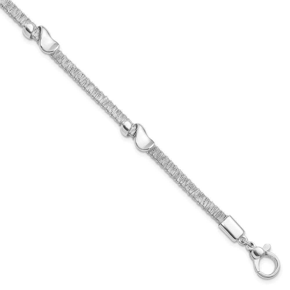 925 Sterling Silver Textured & Polished Bracelet 7.5