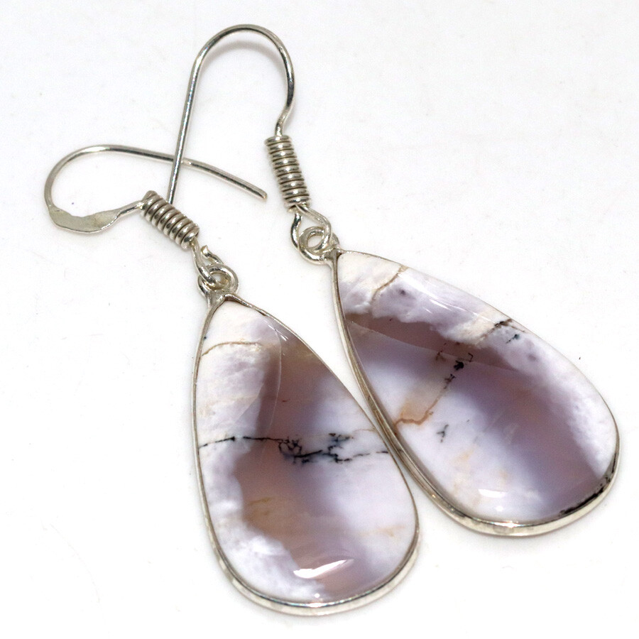 Dendritic Opal 925 Silver Plated Gemstone Earrings 2