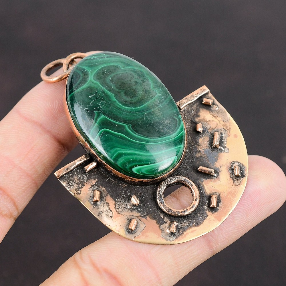 Mother's Day Copper Malachite Boho Pendant Gift for Wife Anniversary-image