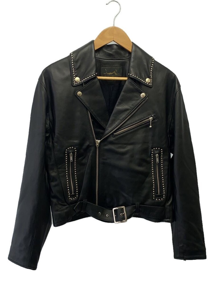 Hysteric Glamor Studs/Lamb Leather Double Riders Jacket/Free/Sheep Leather/Blk/0