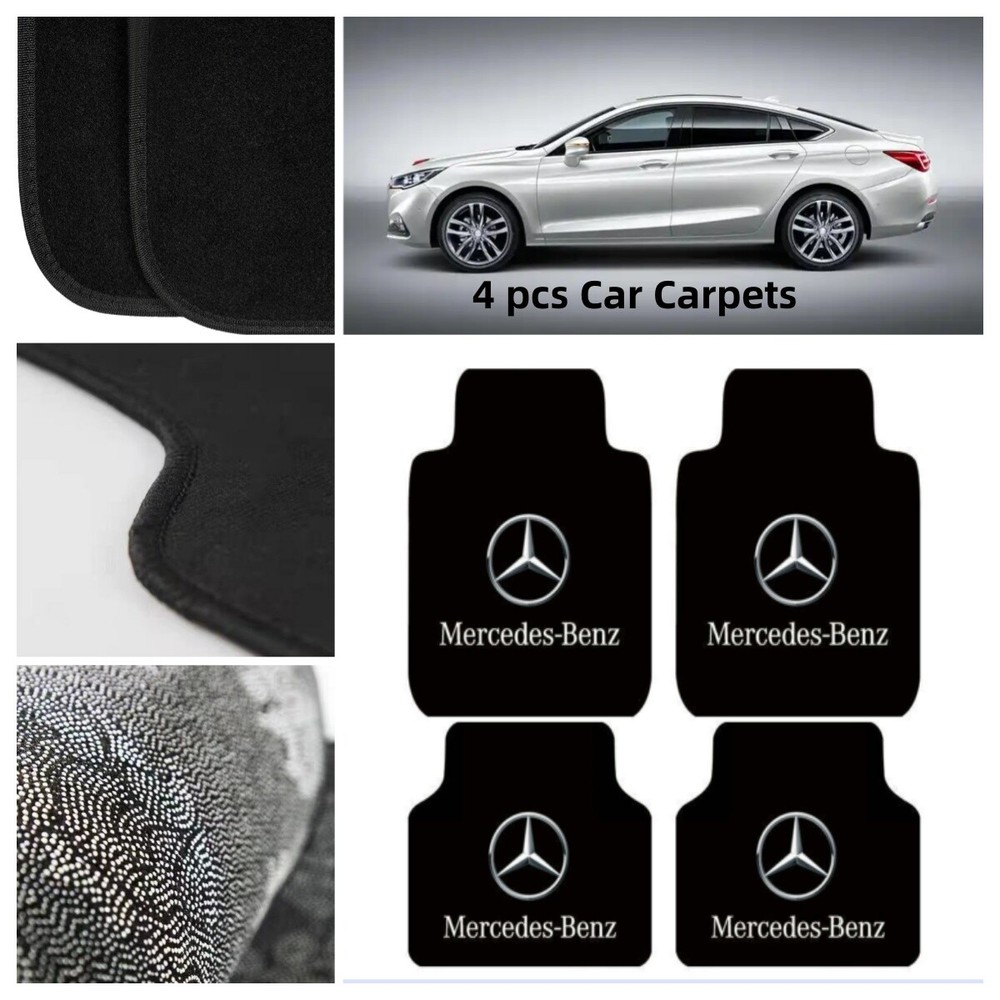 4pcs Carpets Fit Mercedes-Benz All Models Universal Fit Floor Mats Rugs Black