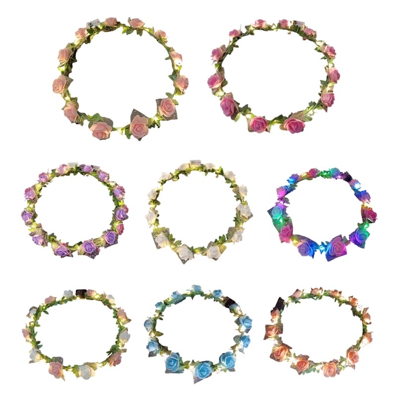 Floral Adjustable Ribbon Hairband for Women Wedding Birthday Party  