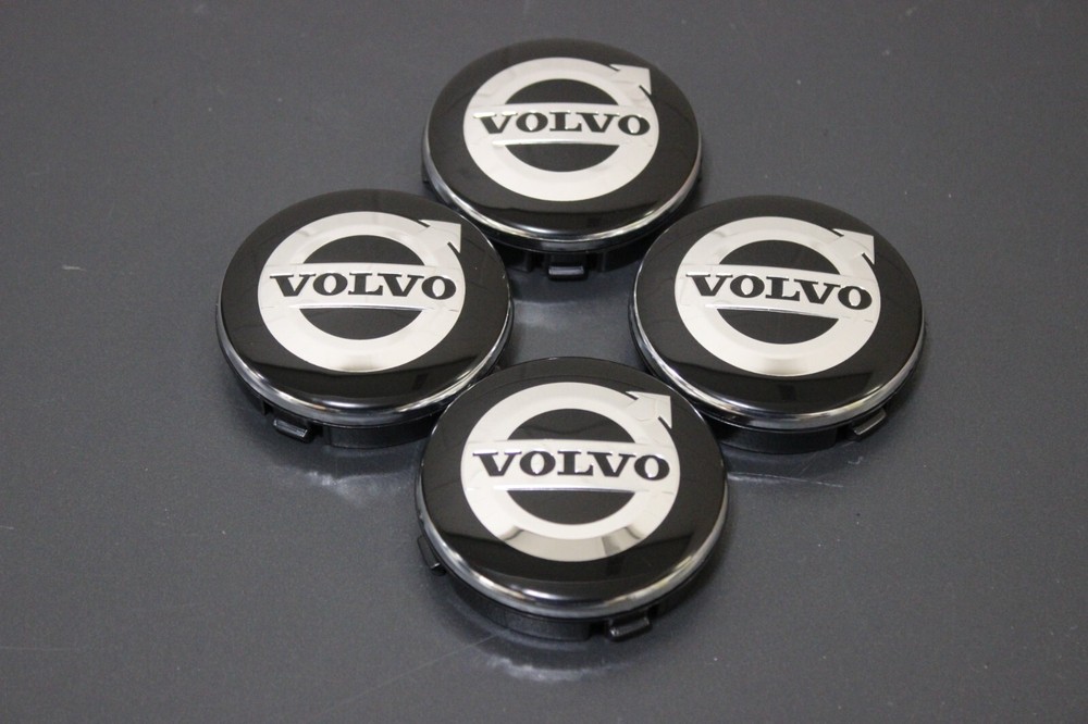 92-15 SET OF 4 VOLVO BLACK CENTER WHEEL HUB CAPS COVER LOGO RIMS V40-V90 XC90 XC
