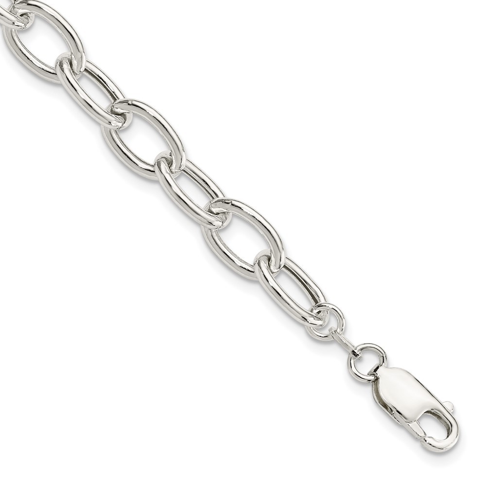 925 Sterling Silver Open Link Cable Chain 8.50mm Bracelet 7.5