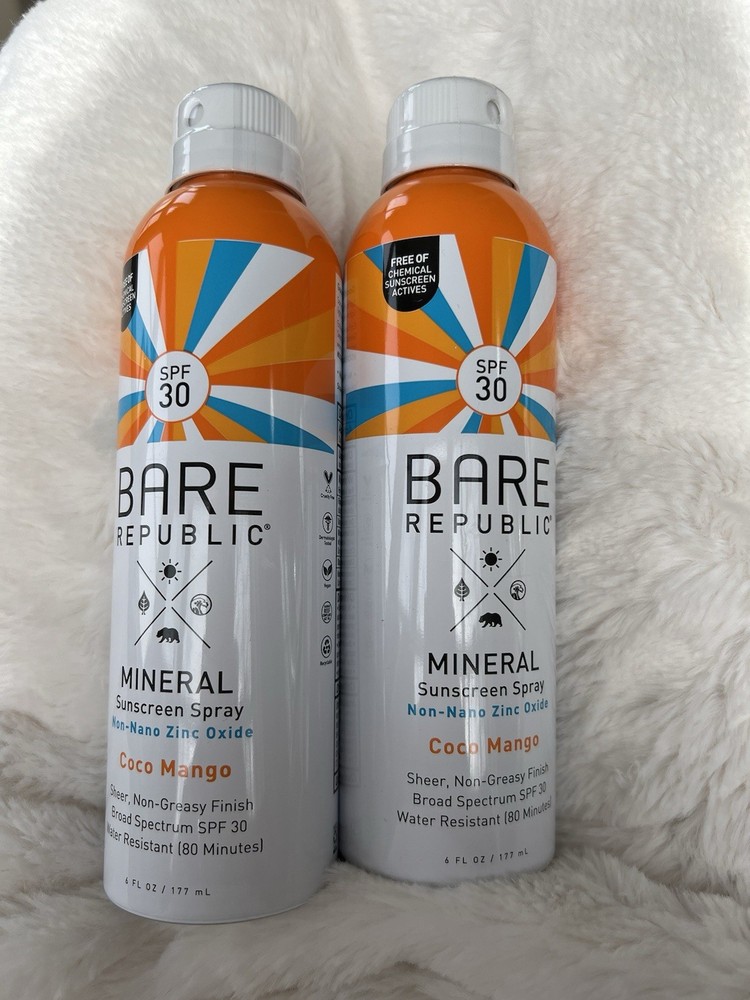 Bare Republic Sheer Zinc Mineral Sunscreen Spray Coco Mango 6oz Exp 7/25