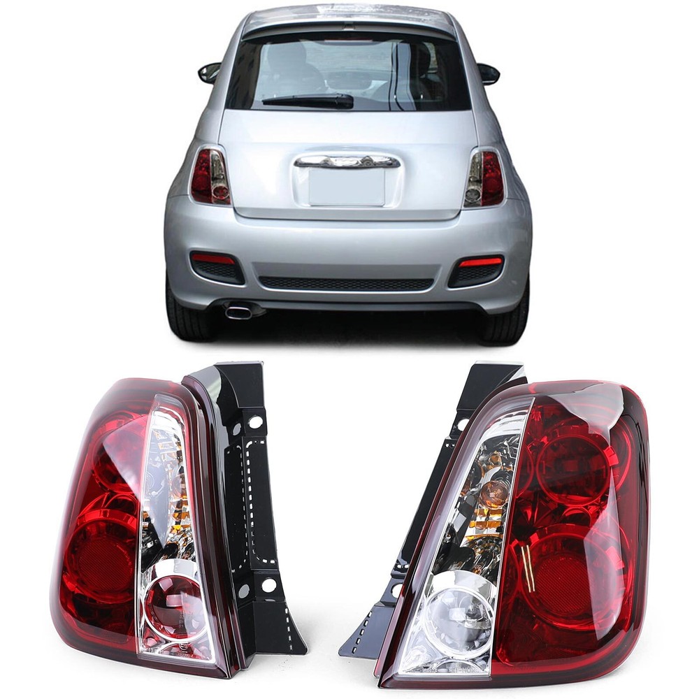 Left And Right Tail Lights In Red For Fiat 500 Type 312 From 2007 To 2015