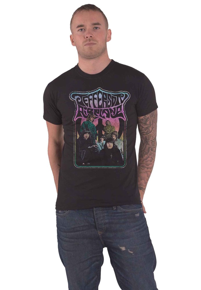Jefferson Airplane Retro Band Logo Official Men's Black T-Shirt