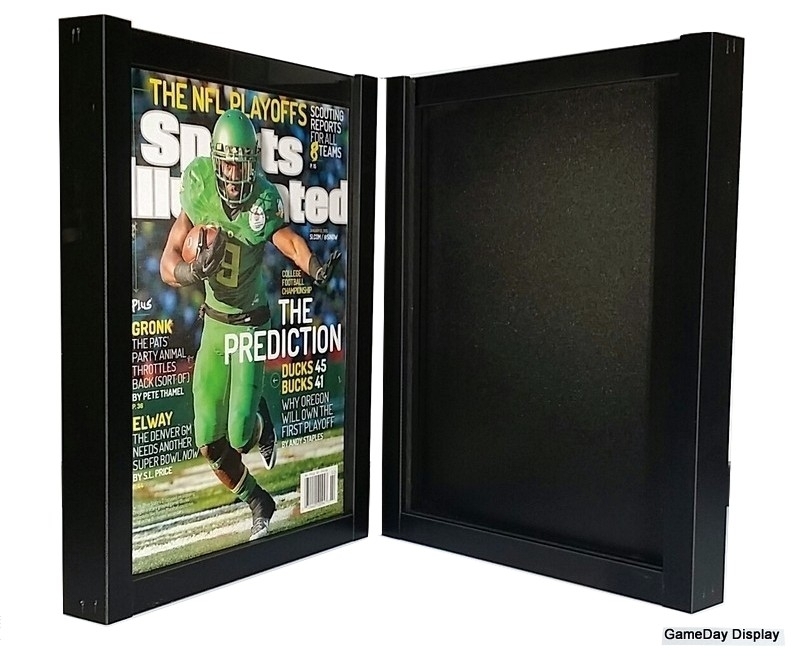 MAGAZINE SPORTS ILLUSTRATED DISPLAY FRAME CASE BLACK SHADOW BOX LOT OF 2
