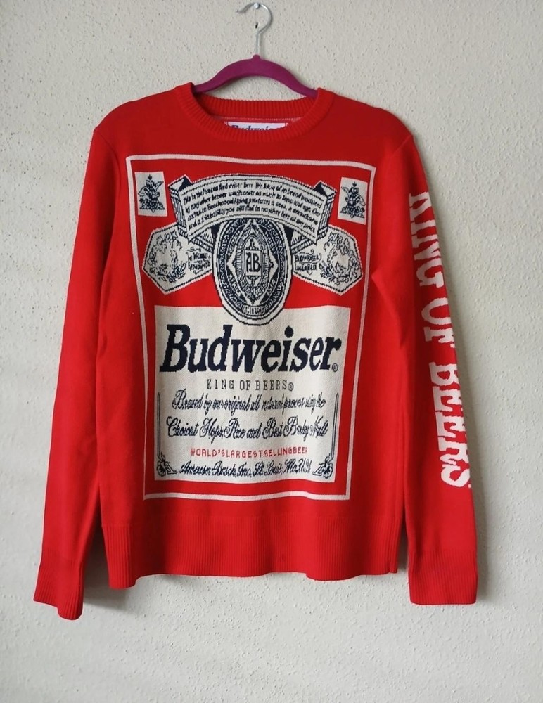 Budweiser Sweater Mens Small King Of Beers Crewneck Pullover Novelty Beer