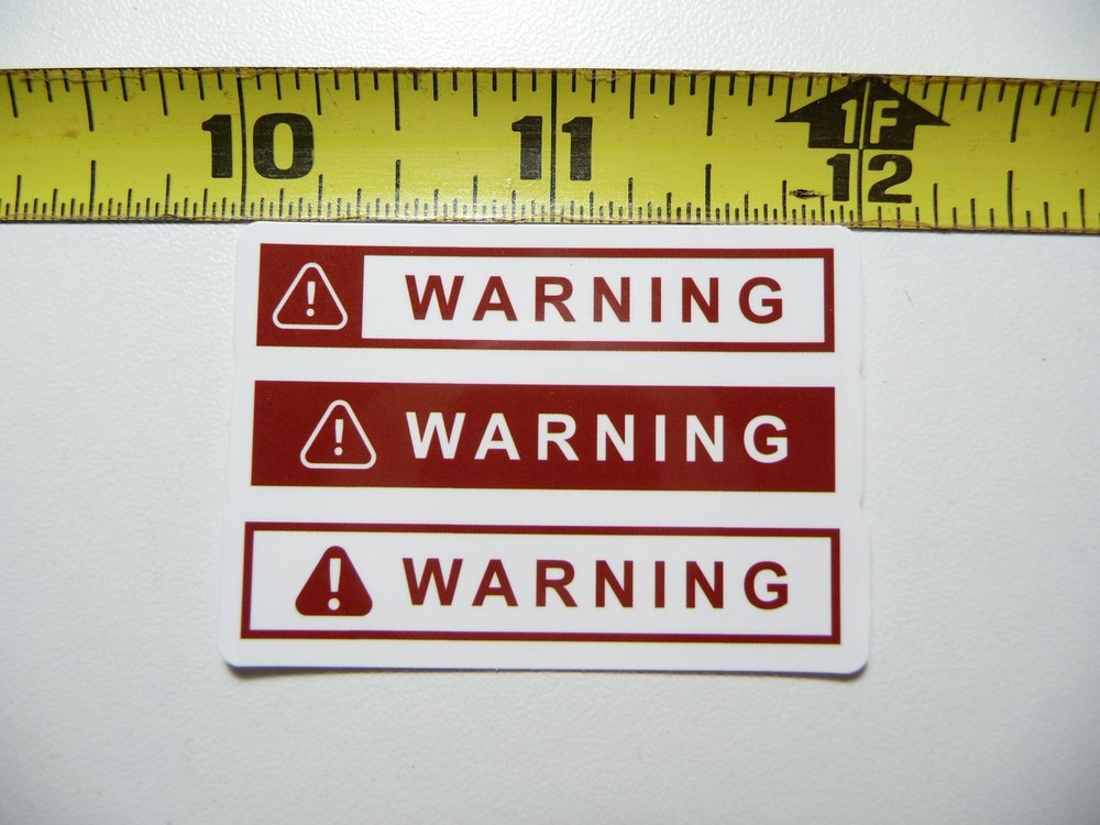 TRIPLE WARNING EXCLAMATION POINT STICKER DECAL FUNNY JOKE GAG PRANK FUN